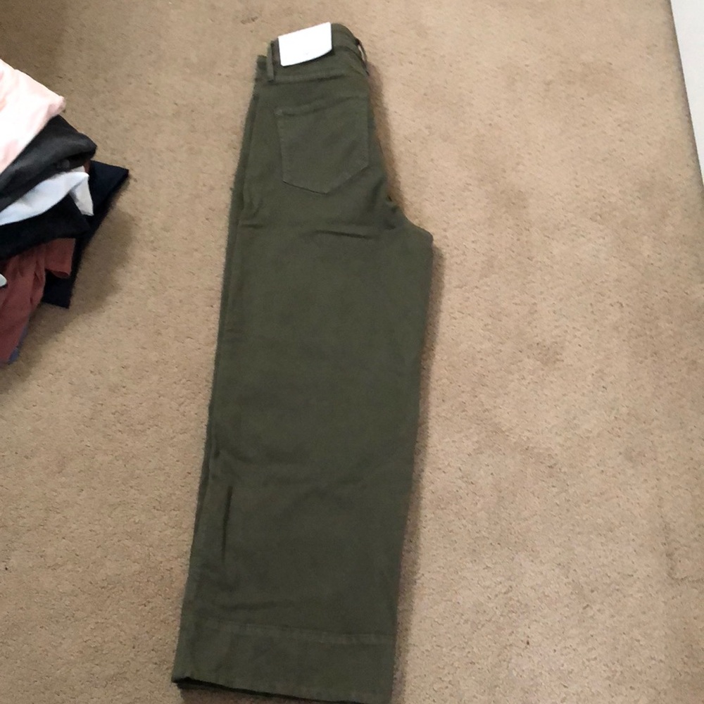 LOFT high waist wide leg olive green jean/pant